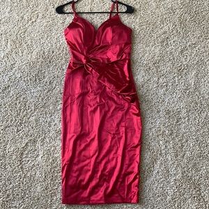 Satin wine red dress